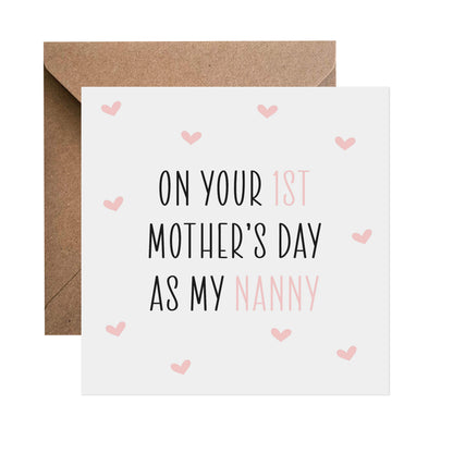 First Mothers Day Pink Heart Card - Choose Your Recipient