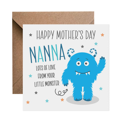 Little Blue Monster Mother's Day Card - Choose Your Recipient