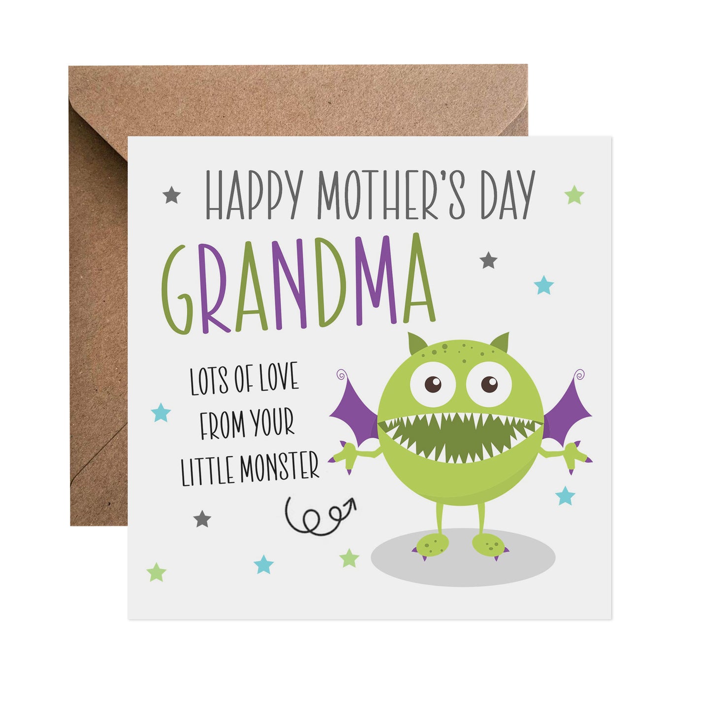 Little Green Monster Mother's Day Card - Choose Your Recipient