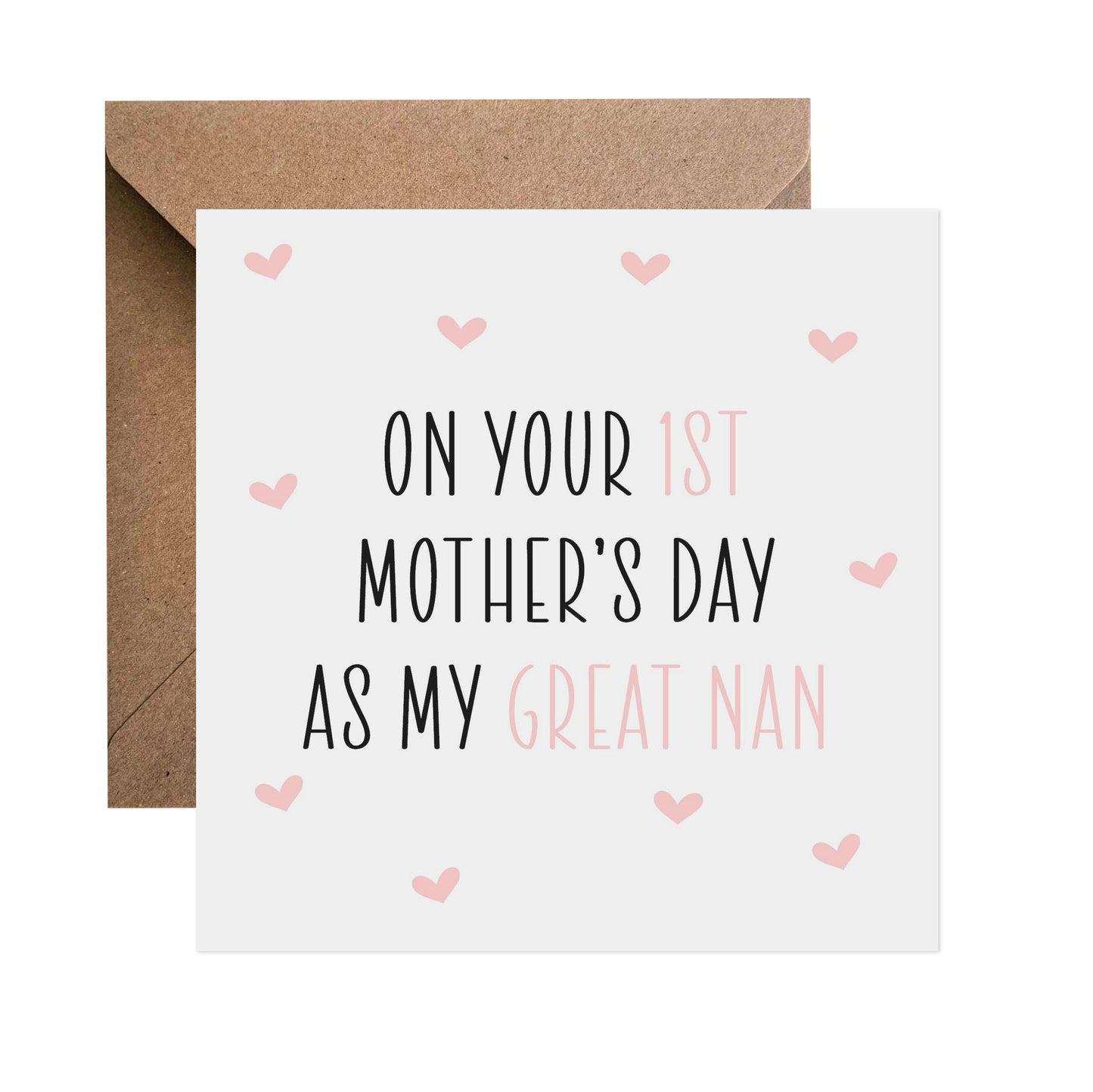 First Mothers Day Pink Heart Card - Choose Your Recipient