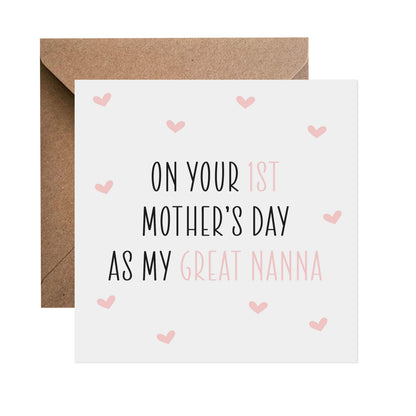 First Mothers Day Pink Heart Card - Choose Your Recipient