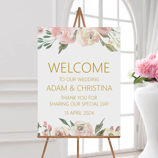 Welcome To Our Wedding Sign - Blush Floral