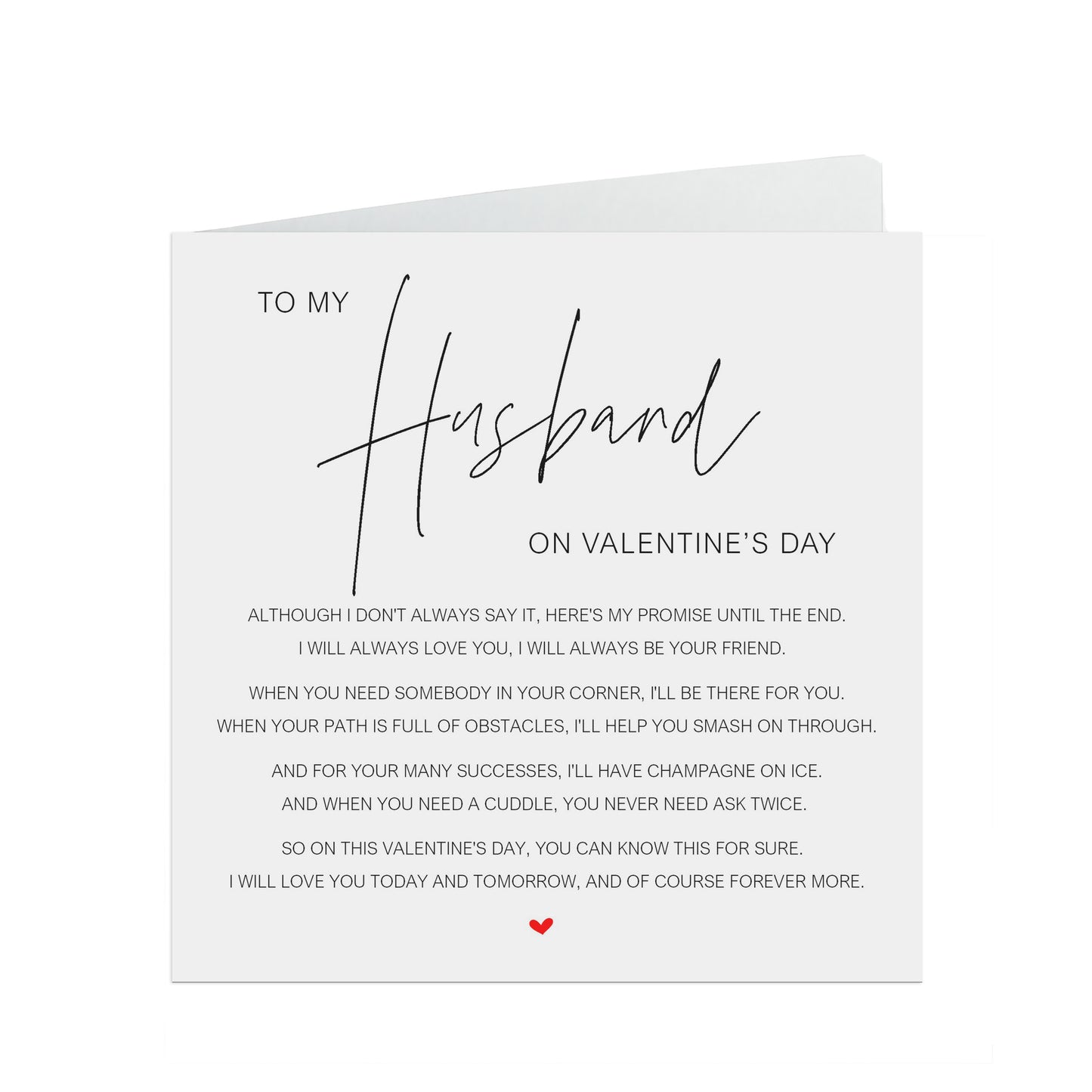 Husband Valentine's Day Card, Elegant Poem Card, My Valentine's Promise