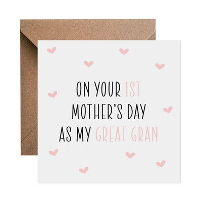 First Mothers Day Pink Heart Card - Choose Your Recipient