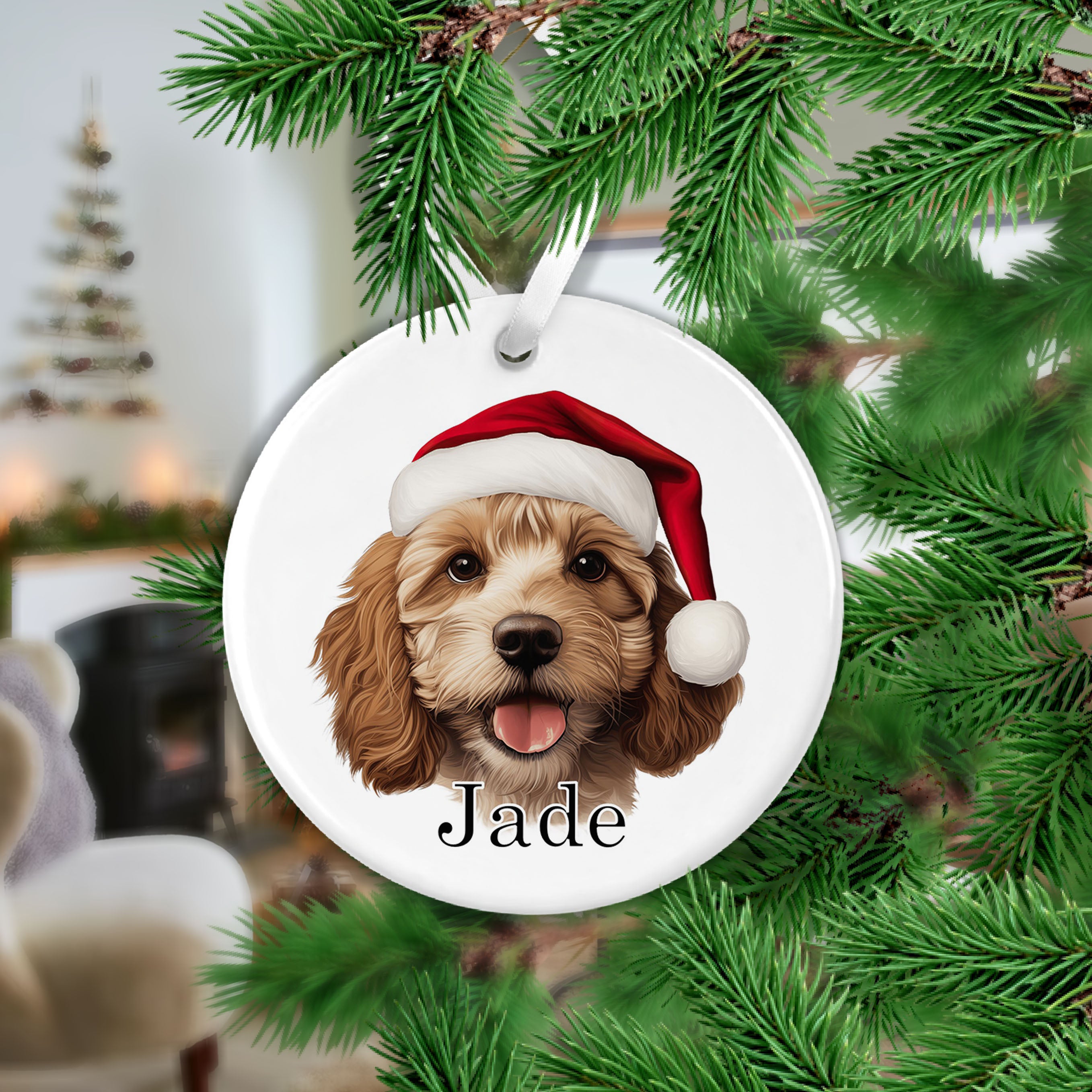 Cavapoo Christmas Ceramic Hanging Ornament Colour Variations Availab PMPRINTED