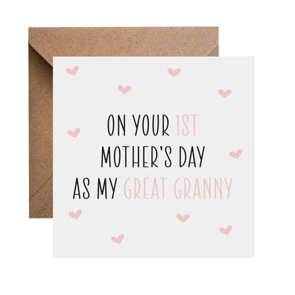 First Mothers Day Pink Heart Card - Choose Your Recipient