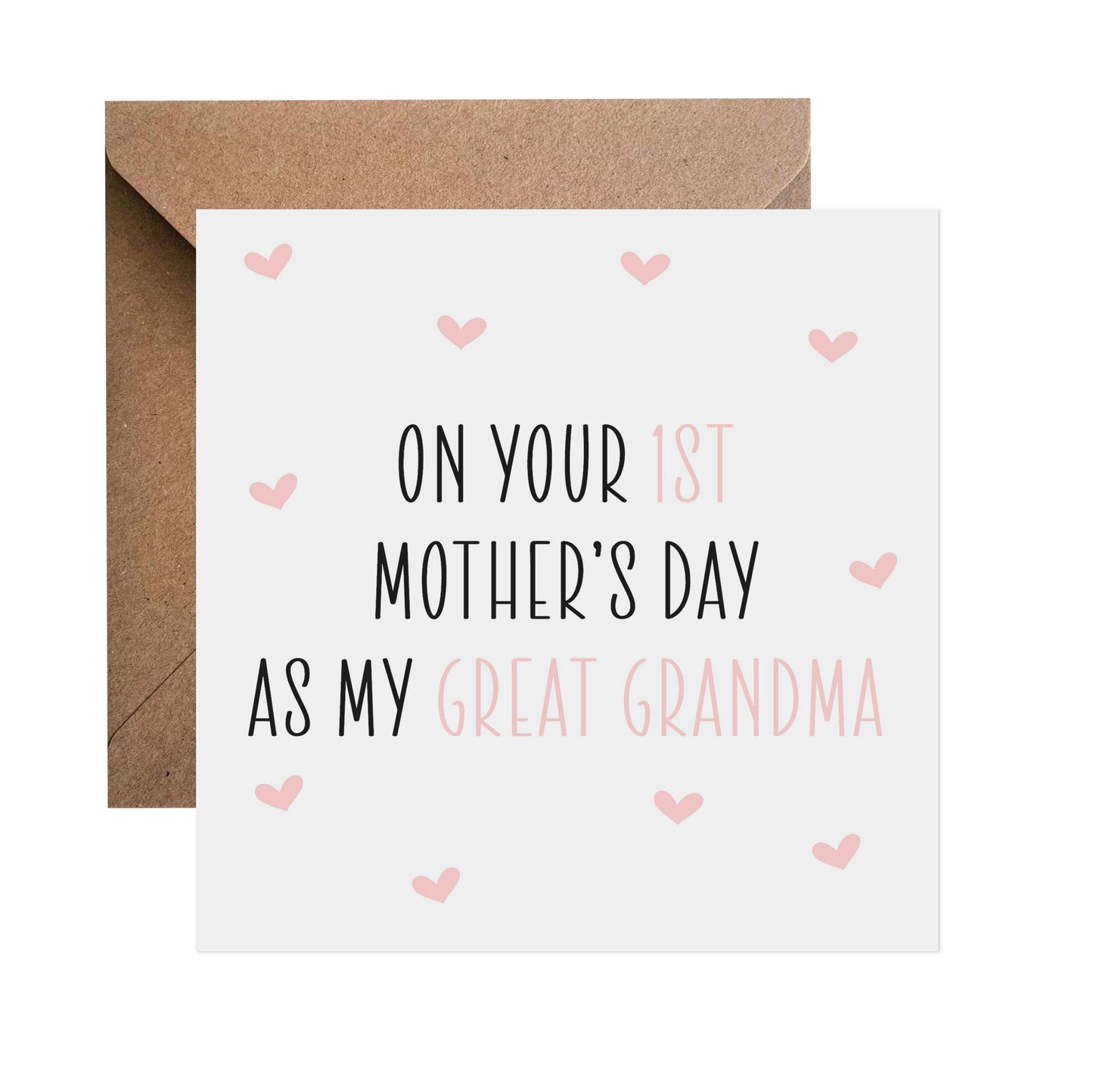 First Mothers Day Pink Heart Card - Choose Your Recipient