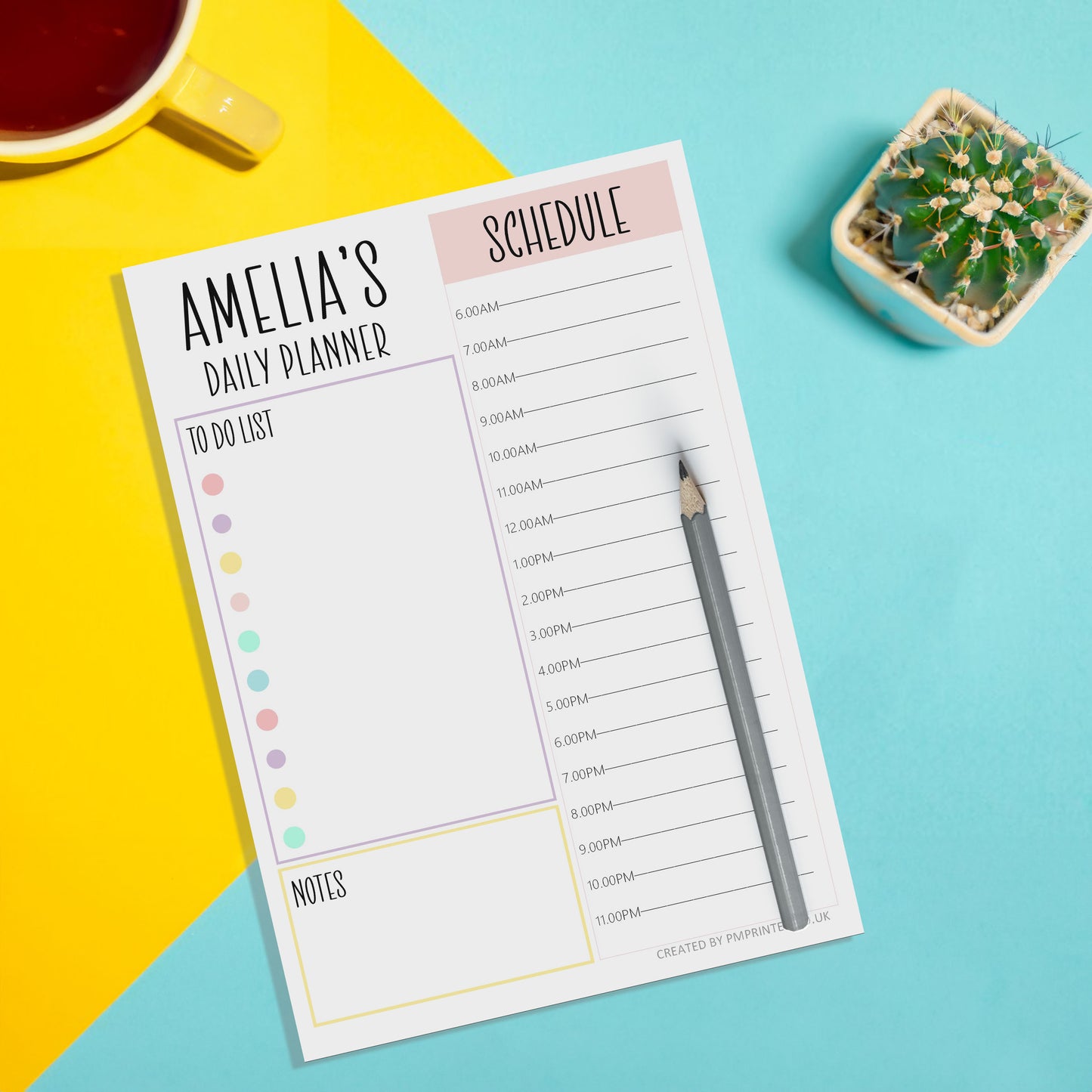 Personalised A5 Pastel Daily Schedule Notepad