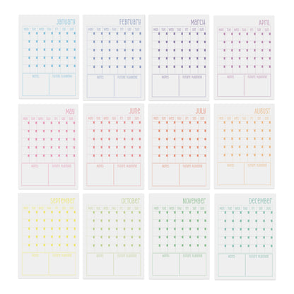 Undated Wall Calendar Planner Sheets - A5, A4 or A3