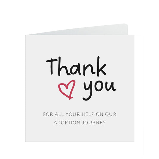 Thank You For Your Help On Our Adoption Journey, Card For Family, Social Worker & Support Network
