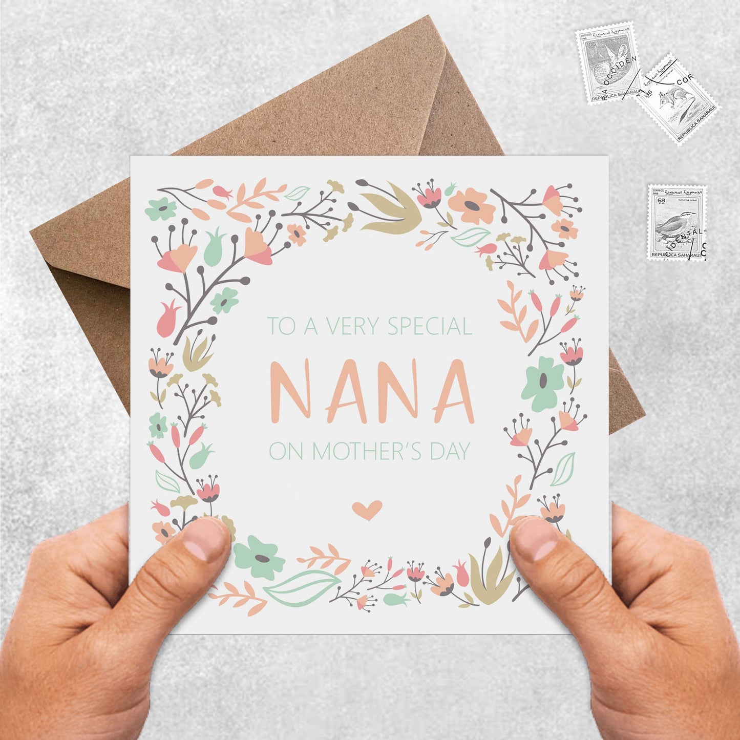 Nana Mother's Day, Peach Floral Card