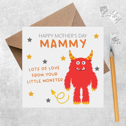 Mammy From Your Little Monster, Cute Mother's Day Design, Red Monster