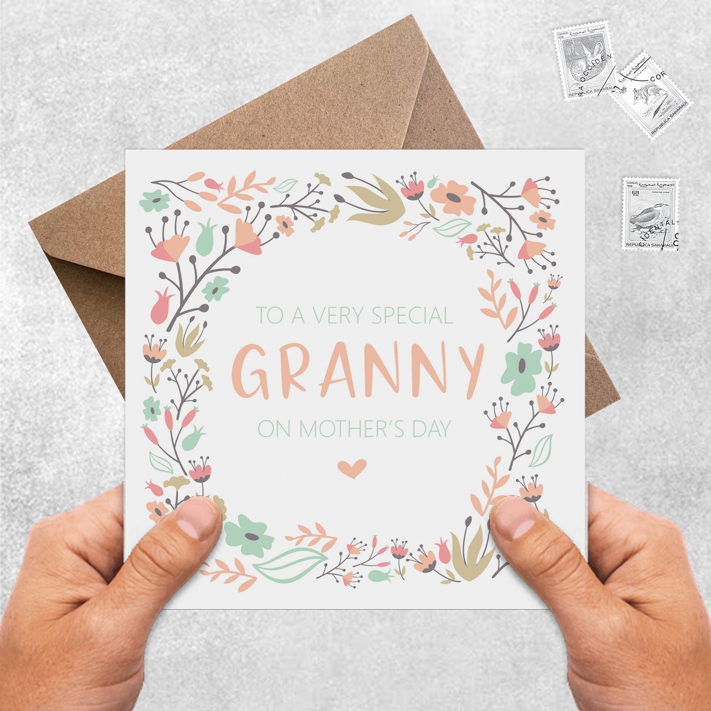 Granny Mother's Day Card, Peach Floral