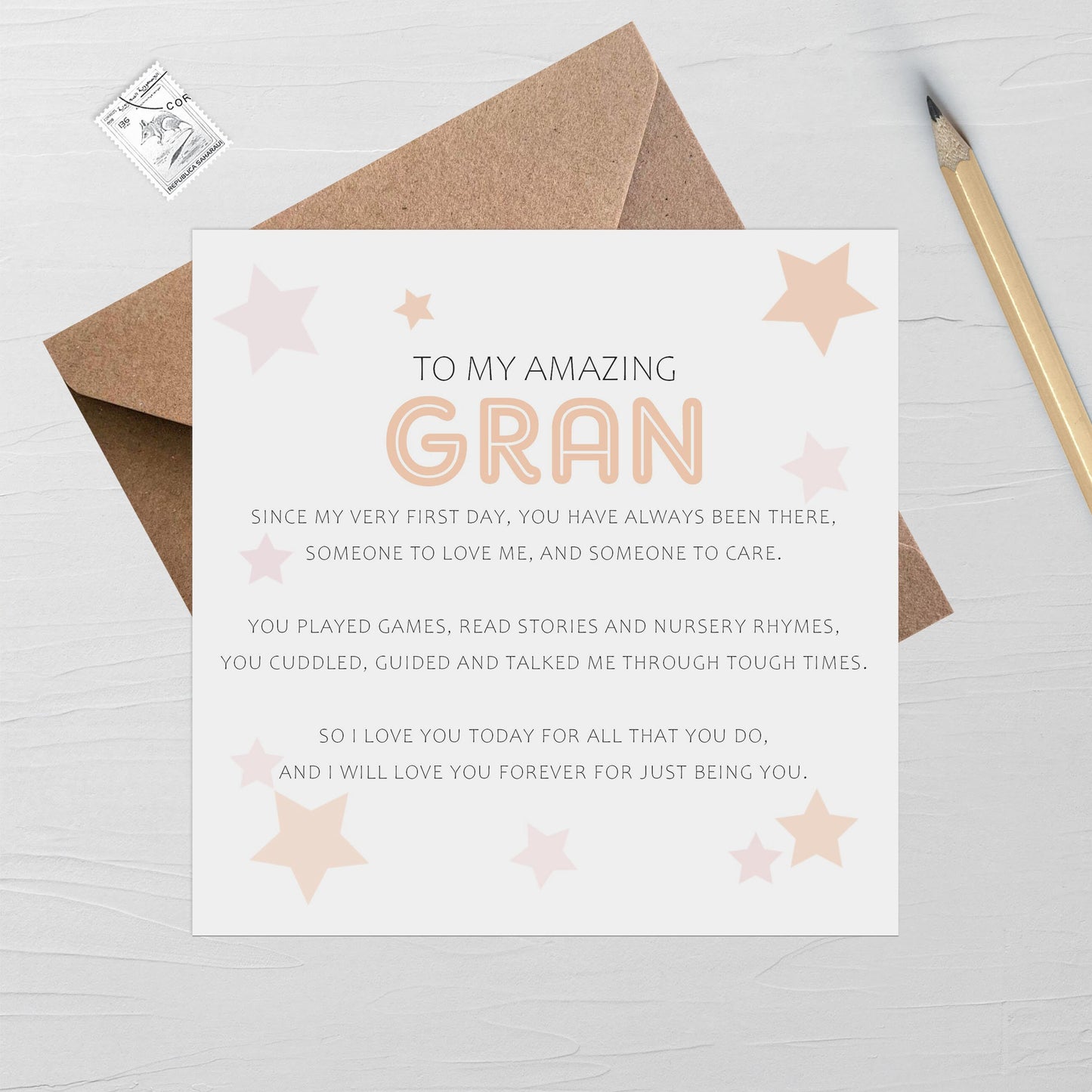 Gran Mother's Day Card, Sentimental Cute Poem Card