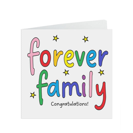 Colourful Adoption Forever Family Simple Card For Newly Adopted Child Or Family.